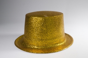Chapeau haut de forme Plastique Paillette Or