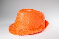 Chapeau Chic Paillettes (Orange Fluo)