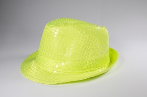 Chapeau Chic Paillettes (Vert Fluo)